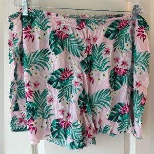 3X Jenni Pink and Green Floral Pajama Shorts
